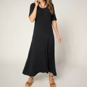Attitudes By Renee Solid Como Jersey Black Maxi Dress, Size 3X